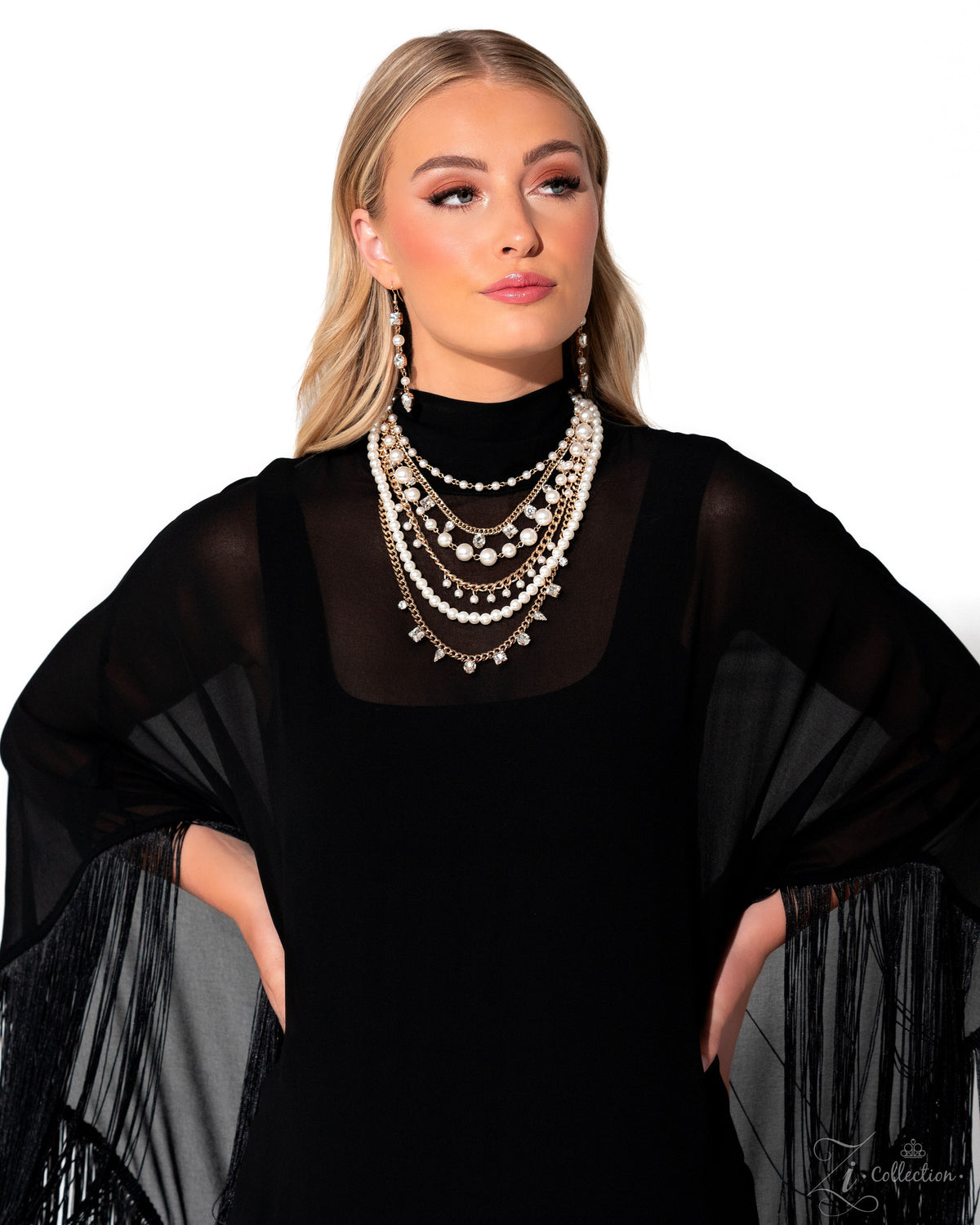 Aristocratic 2023 Zi Collection Necklace - Paparazzi Accessories stylized on model wearing black - CarasShop.com - $5 Jewelry by Cara Jewels