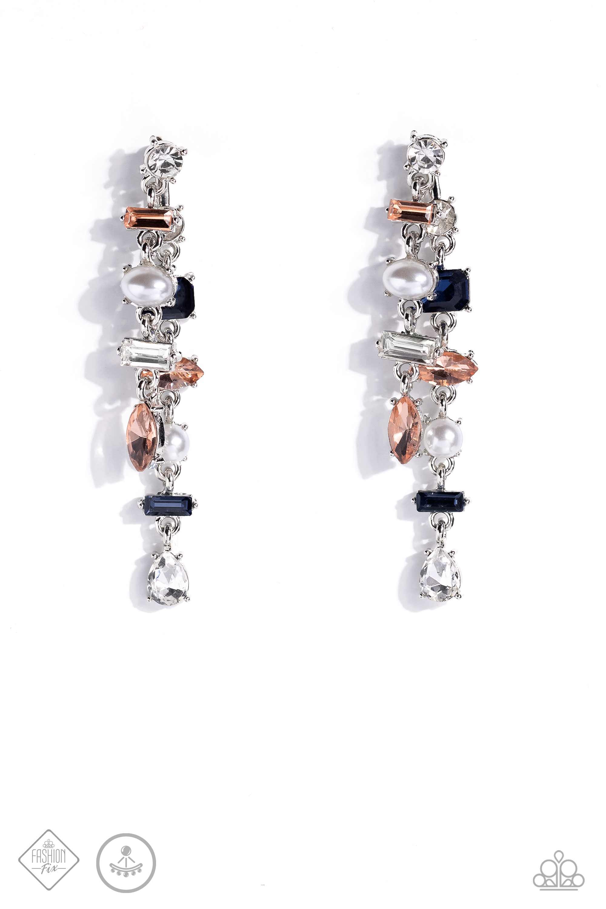 Admirable Antiquity Multi Rhinestone & Pearl Earrings - Paparazzi Accessories- lightbox - CarasShop.com - $5 Jewelry by Cara Jewels