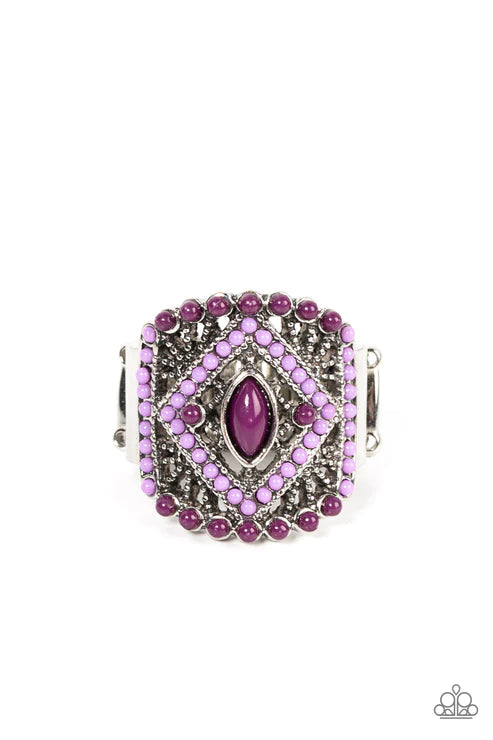 Amplified Aztec Purple Ring - Paparazzi Accessories- lightbox - CarasShop.com - $5 Jewelry by Cara Jewels
