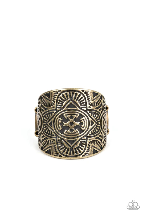 Argentine Arches Brass Ring - Paparazzi Accessories- lightbox - CarasShop.com - $5 Jewelry by Cara Jewels