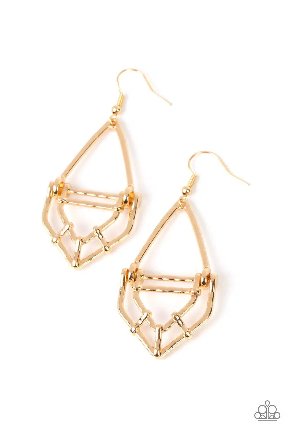 Artisan Apparatus Gold Earrings - Paparazzi Accessories- lightbox - CarasShop.com - $5 Jewelry by Cara Jewels