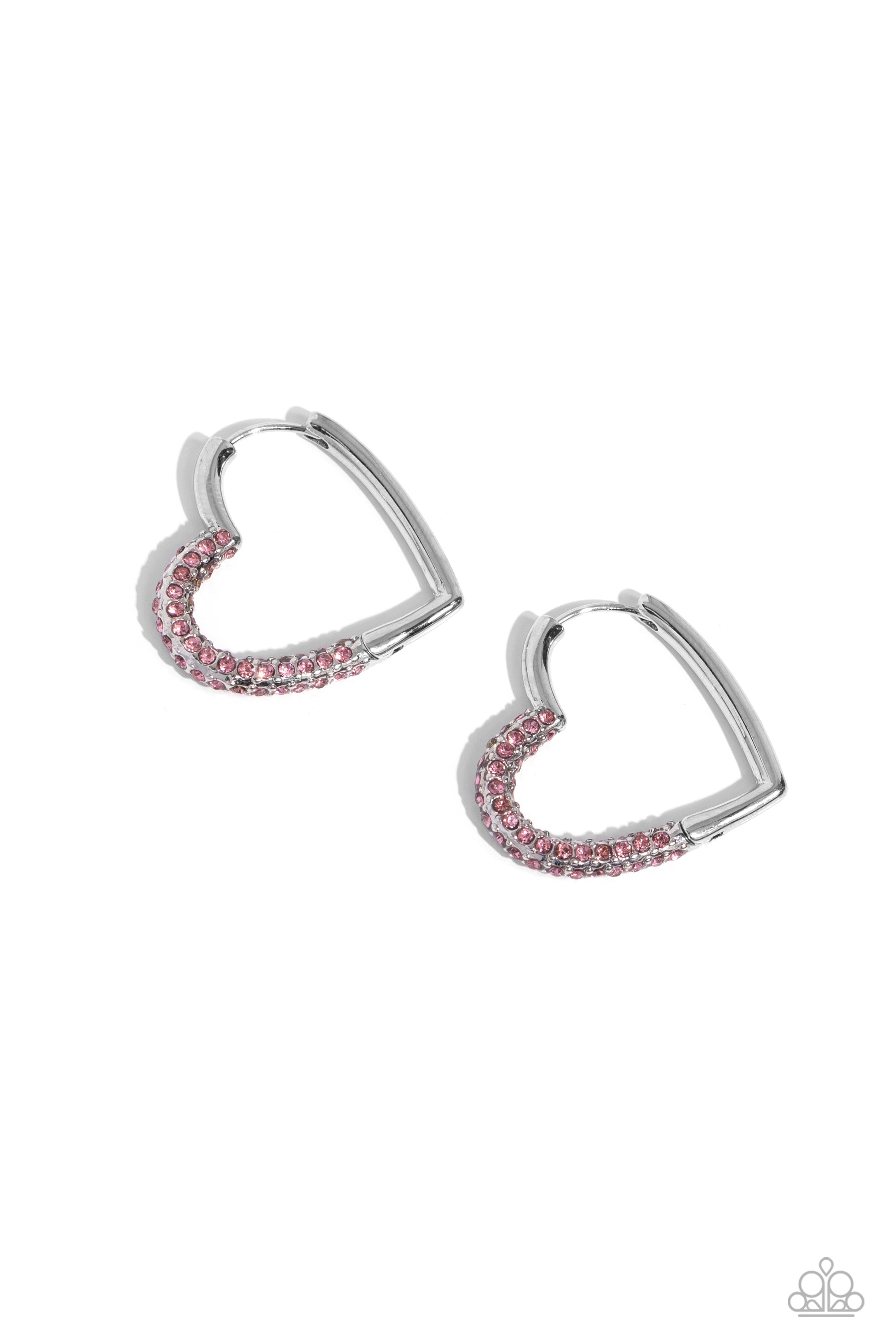 Be Mine, Valentine? Pink Heart Hoop Earrings - Paparazzi Accessories- lightbox - CarasShop.com - $5 Jewelry by Cara Jewels
