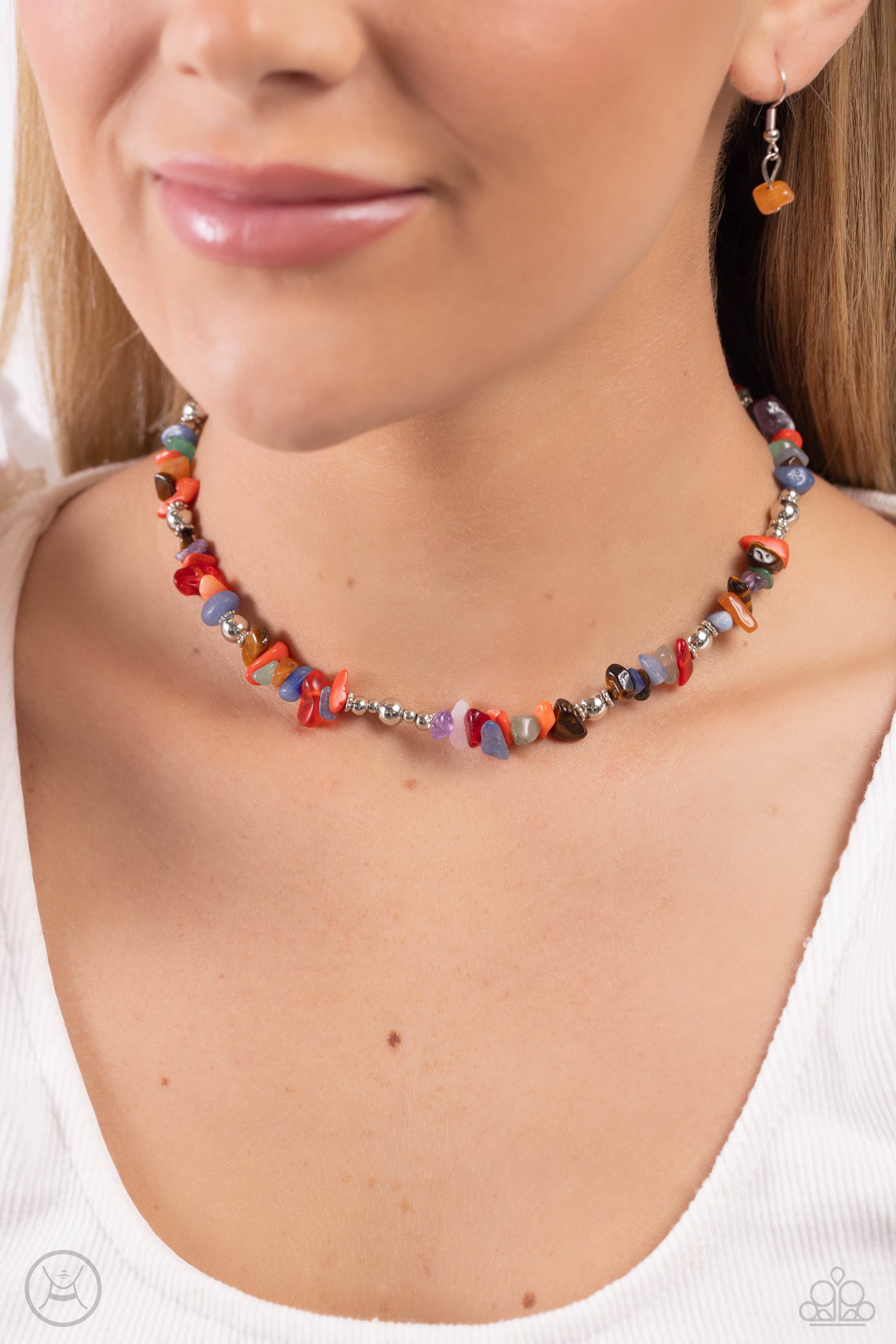 Carved Confidence Multi Stone Choker Necklace - Paparazzi Accessories- lightbox - CarasShop.com - $5 Jewelry by Cara Jewels