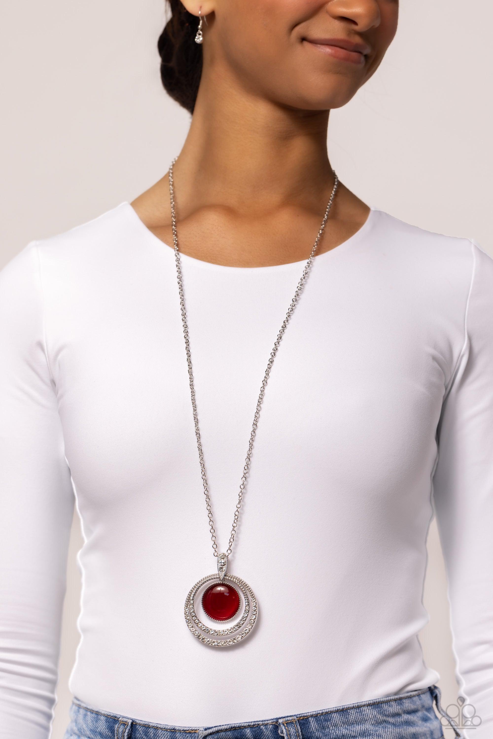 Cats Eye Couture Red Necklace - Paparazzi Accessories- lightbox - CarasShop.com - $5 Jewelry by Cara Jewels