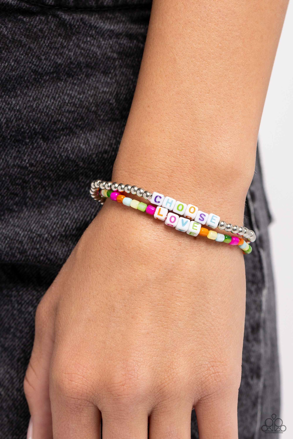 Chasing Love Multi Inspirational Bracelet - Paparazzi Accessories-on model - CarasShop.com - $5 Jewelry by Cara Jewels