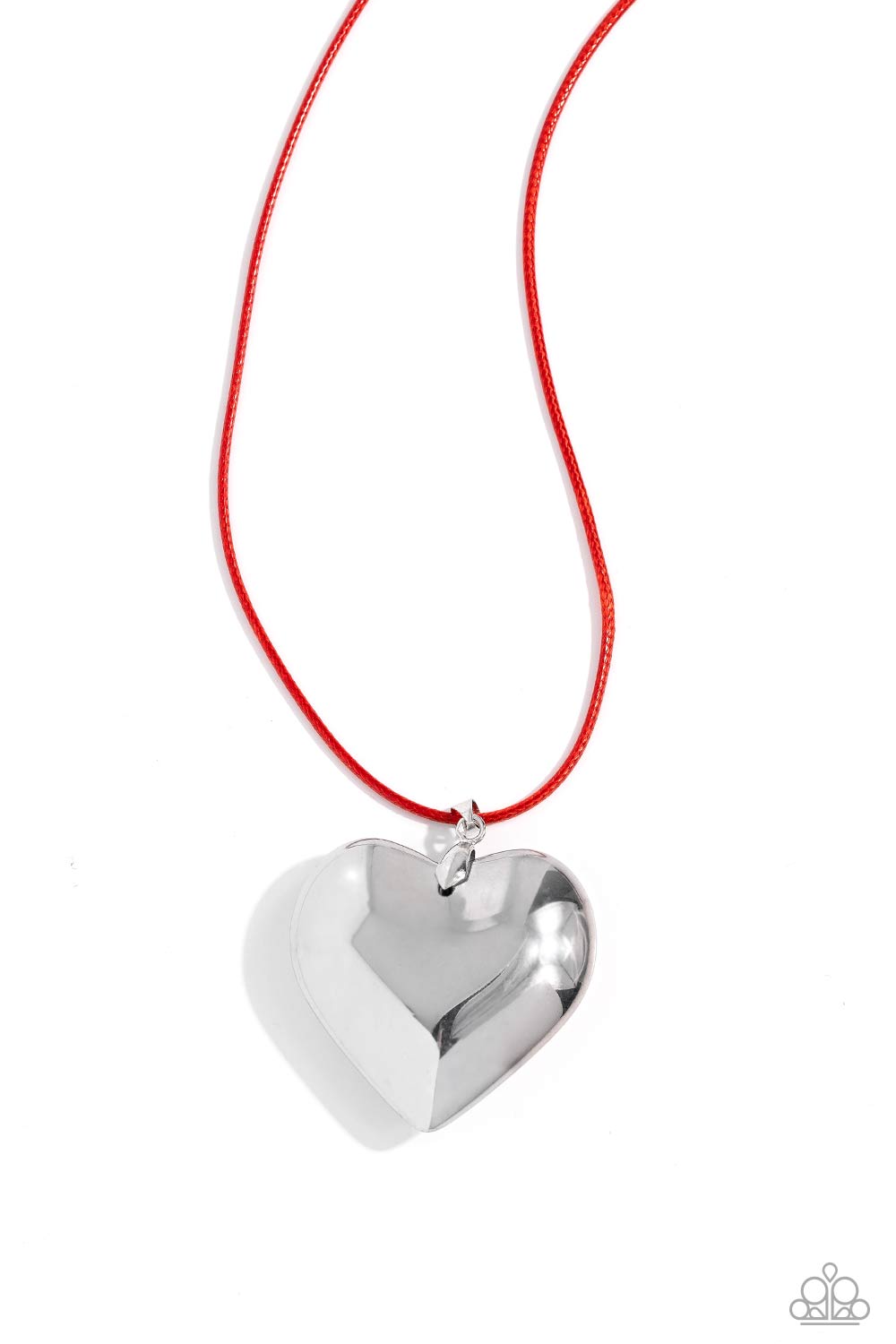 Devoted Daze Red & Silver Heart Necklace - Paparazzi Accessories- lightbox - CarasShop.com - $5 Jewelry by Cara Jewels