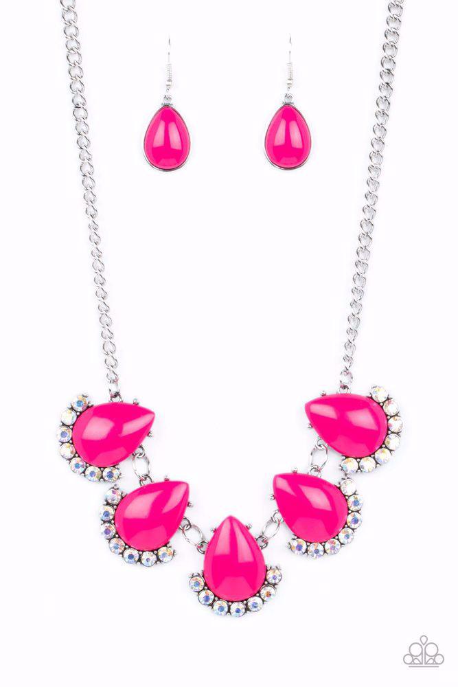 Ethereal Exaggerations Pink Necklace - Paparazzi Accessories- lightbox - CarasShop.com - $5 Jewelry by Cara Jewels