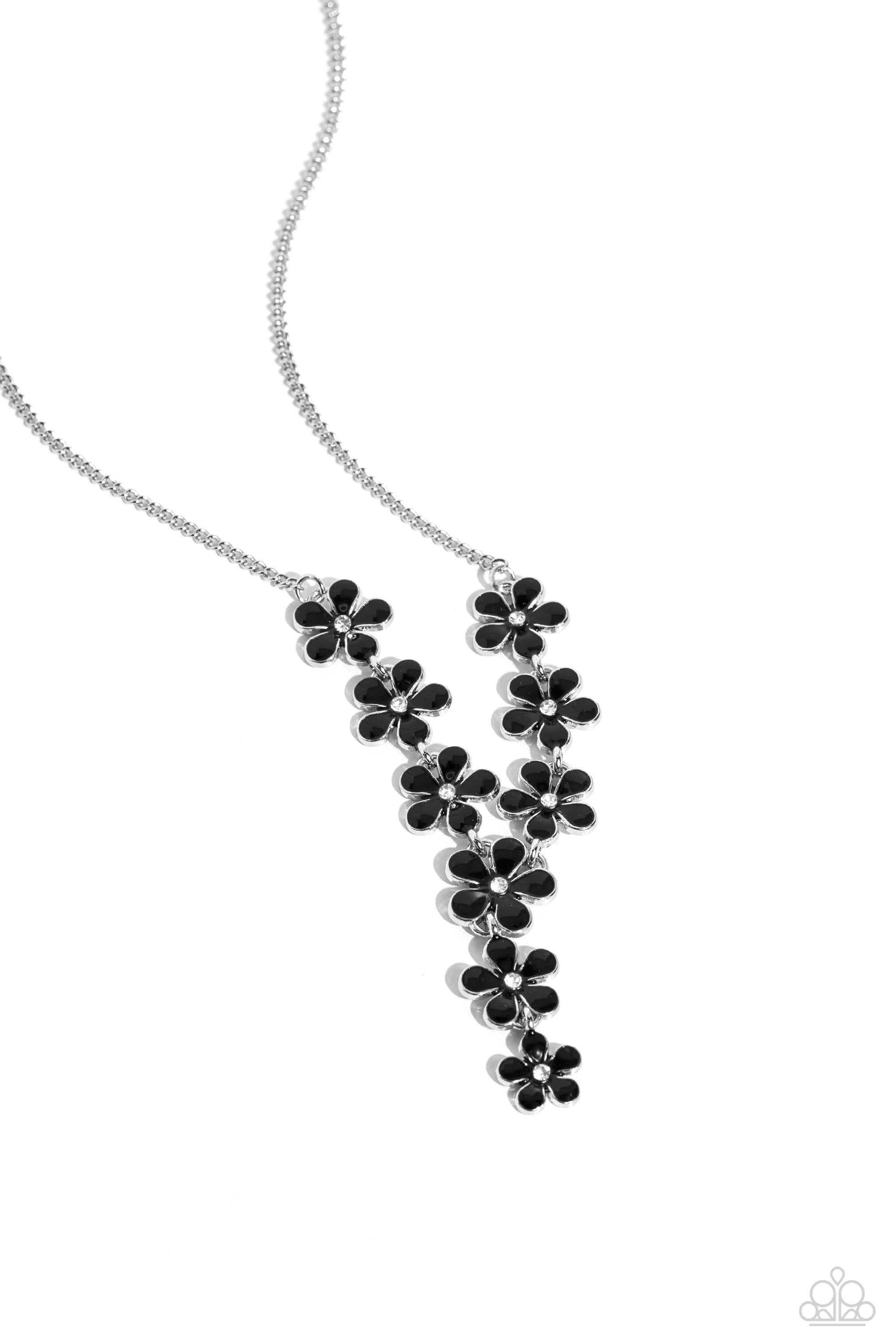 Flowering Feature Black Necklace - Paparazzi Accessories- lightbox - CarasShop.com - $5 Jewelry by Cara Jewels