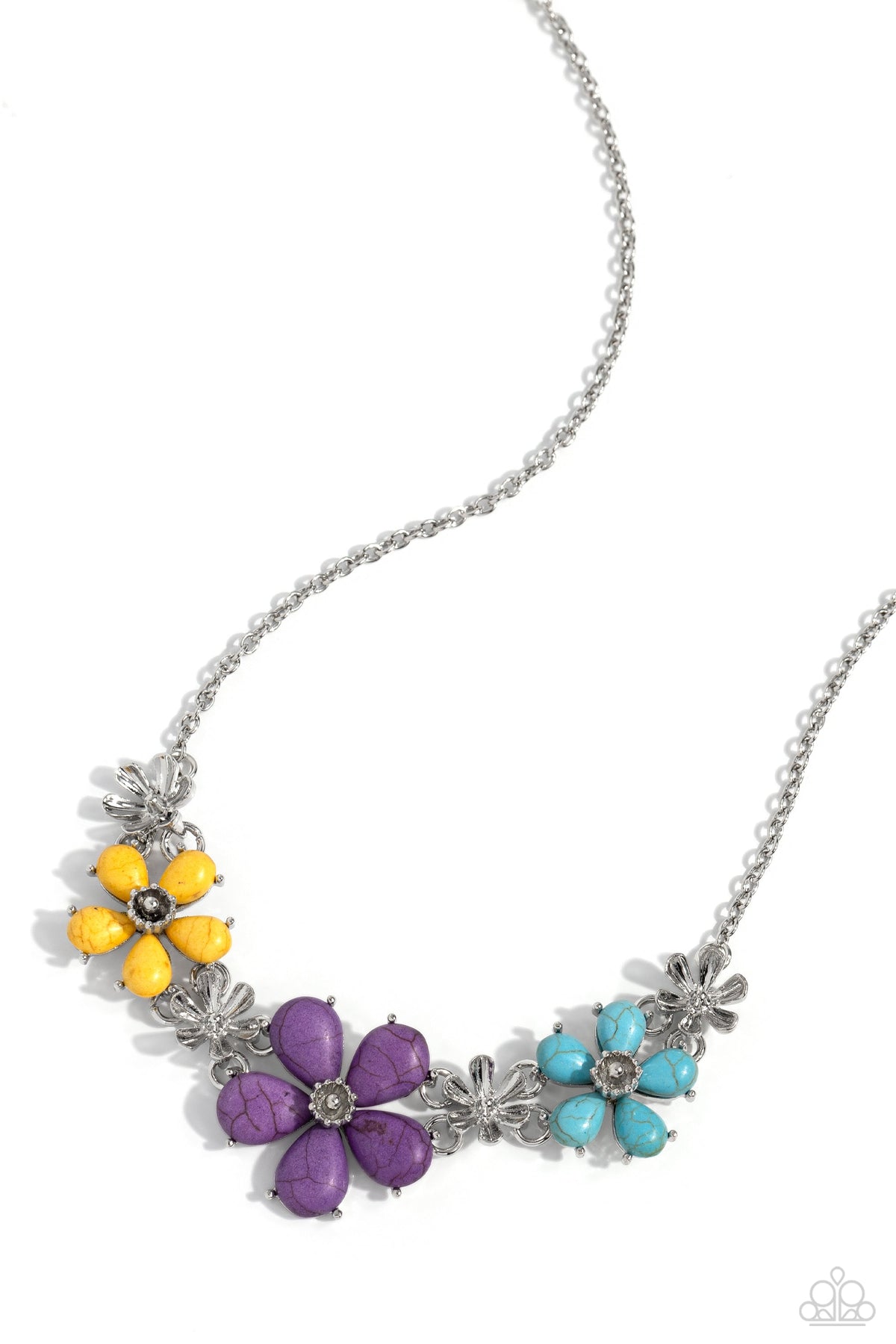 Growing Garland Purple &amp; Multi Stone Floral Necklace - Paparazzi Accessories- lightbox - CarasShop.com - $5 Jewelry by Cara Jewels
