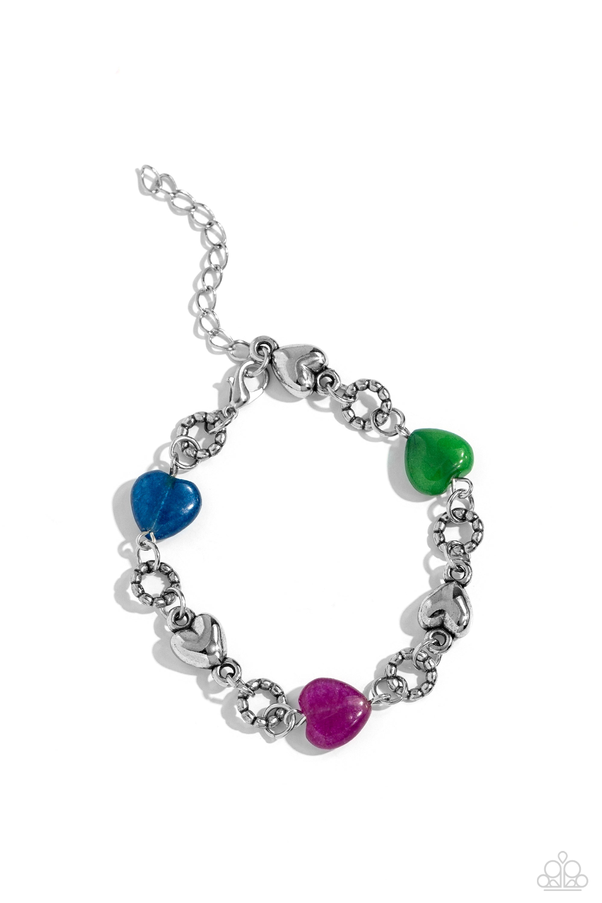 I Can Feel Your Heartbeat Multi Stone & Silver Bracelet - Paparazzi Accessories- lightbox - CarasShop.com - $5 Jewelry by Cara Jewels