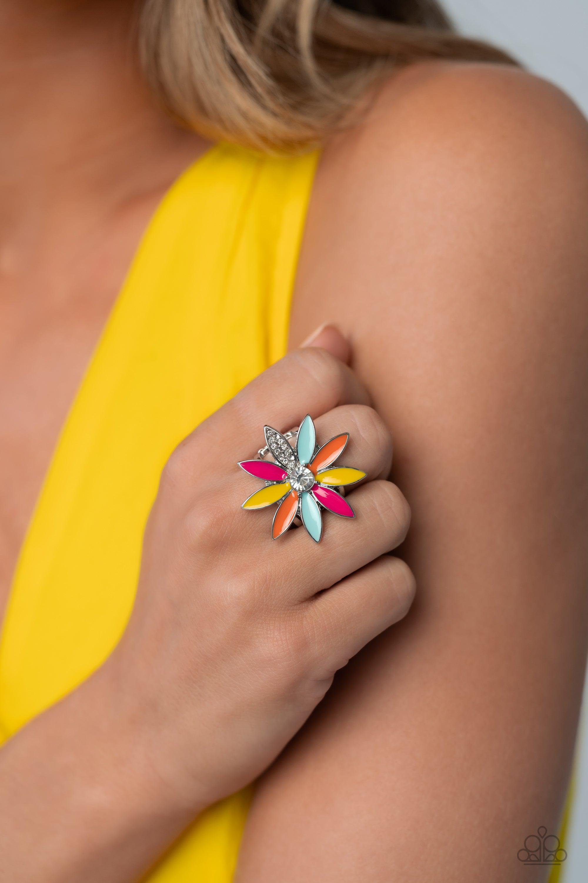 Lily Lei Multi Flower Ring - Paparazzi Accessories- lightbox - CarasShop.com - $5 Jewelry by Cara Jewels