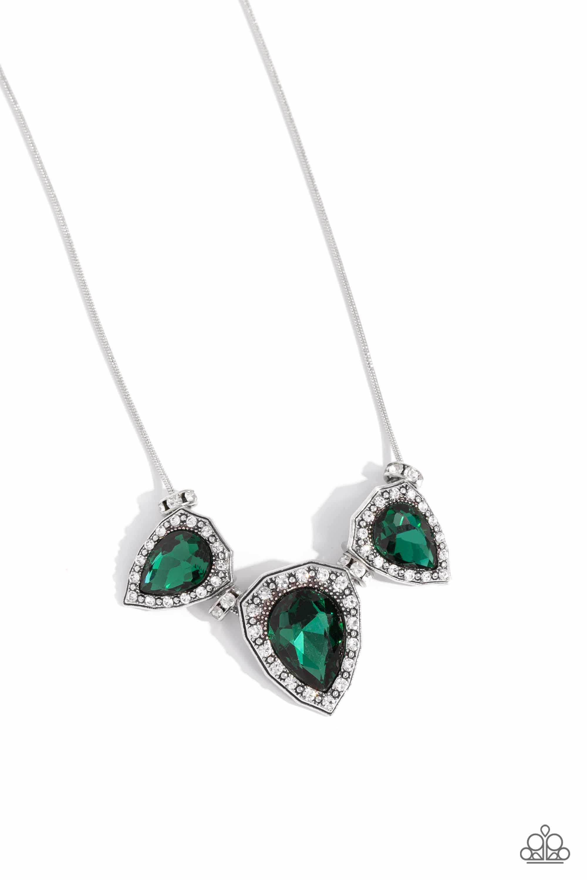 Majestic Met Ball Green Rhinestone Necklace - Paparazzi Accessories- lightbox - CarasShop.com - $5 Jewelry by Cara Jewels