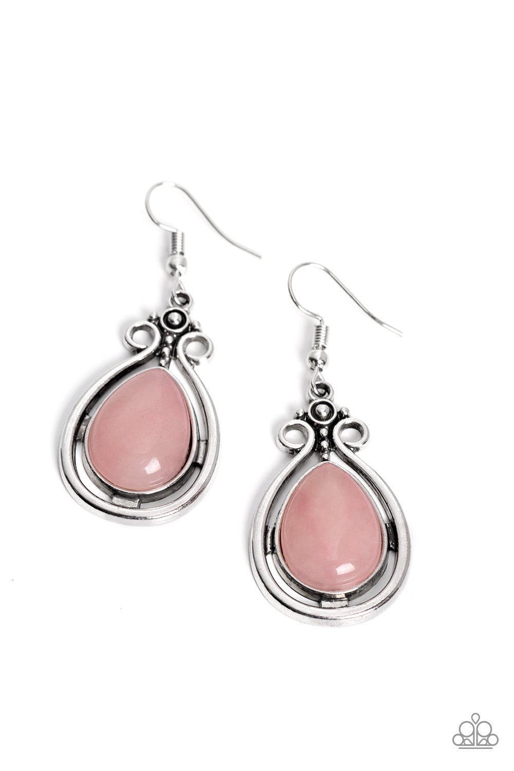 Mountain Mantra Pink Rose Quartz Stone Earrings - Paparazzi Accessories- lightbox - CarasShop.com - $5 Jewelry by Cara Jewels