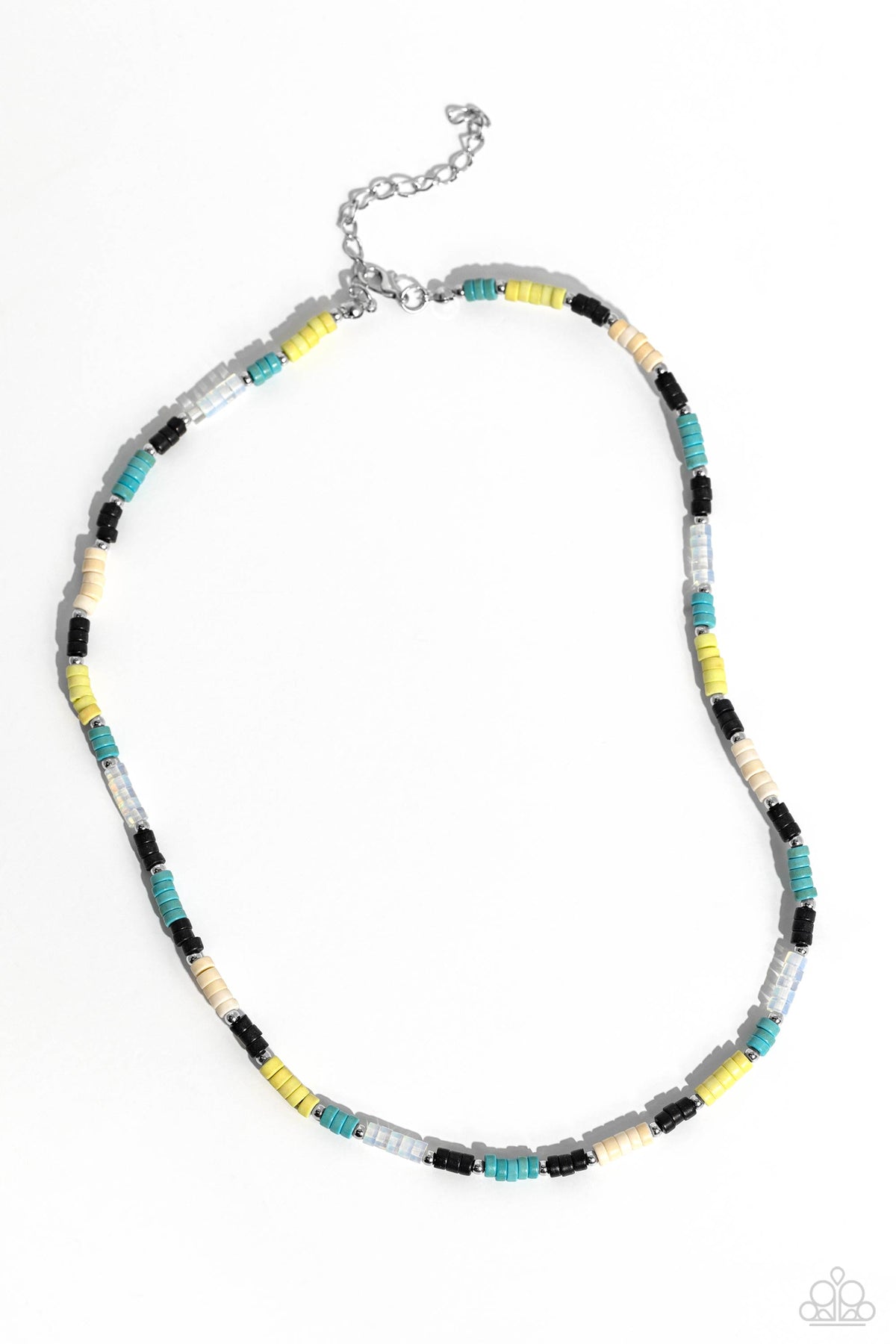 Oasis Outline Black, Yellow &amp; Blue Stone Necklace - Paparazzi Accessories- lightbox - CarasShop.com - $5 Jewelry by Cara Jewels