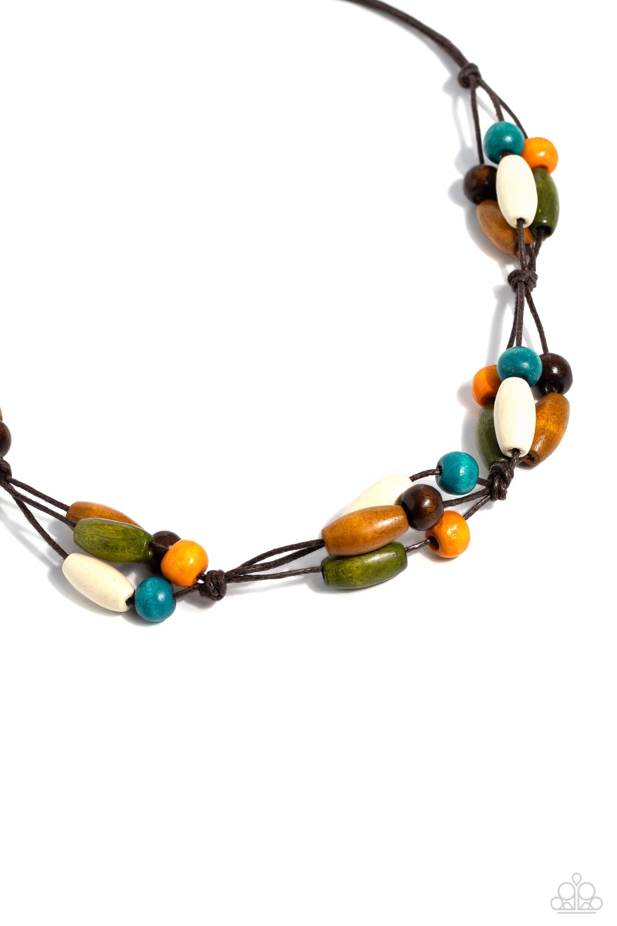 Outback Epic Multi Brown &amp; Green Wood Urban Necklace - Paparazzi Accessories- lightbox - CarasShop.com - $5 Jewelry by Cara Jewels