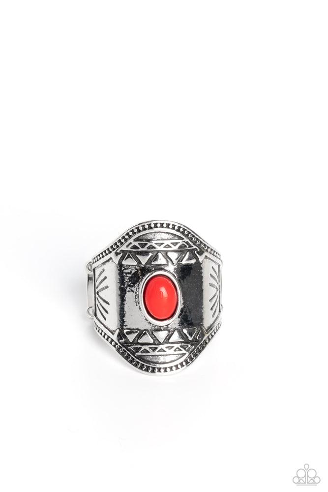 Panoramic Pyramids Red Ring - Paparazzi Accessories- lightbox - CarasShop.com - $5 Jewelry by Cara Jewels