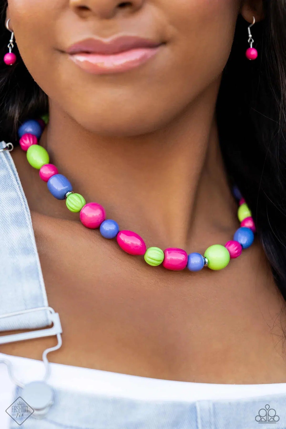Perfectly Poppin&#39; Pink Necklace - Paparazzi Accessories- on model - CarasShop.com - $5 Jewelry by Cara Jewels
