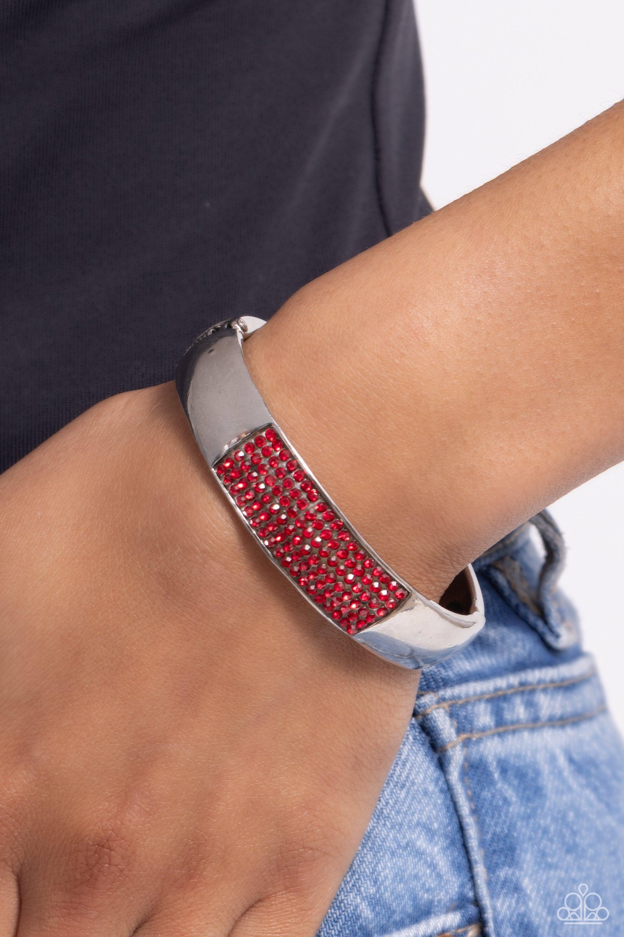 Record-Breaking Bling Red Rhinestone Bracelet - Paparazzi Accessories- lightbox - CarasShop.com - $5 Jewelry by Cara Jewels