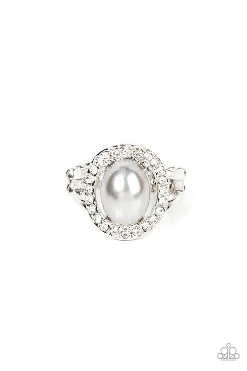 Seize The Shimmer Silver Pearl Ring - Paparazzi Accessories- lightbox - CarasShop.com - $5 Jewelry by Cara Jewels