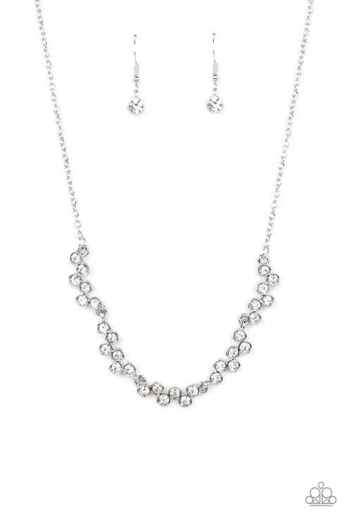 SELFIE-Love White Rhinestone Necklace - Paparazzi Accessories- lightbox - CarasShop.com - $5 Jewelry by Cara Jewels