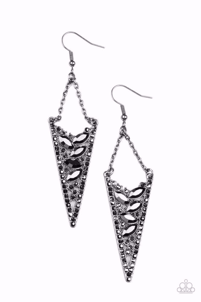 Sharp-Dressed Drama Black Earrings - Paparazzi Accessories- lightbox - CarasShop.com - $5 Jewelry by Cara Jewels