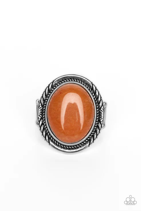 Stone Terrarium Orange Ring - Paparazzi Accessories- lightbox - CarasShop.com - $5 Jewelry by Cara Jewels