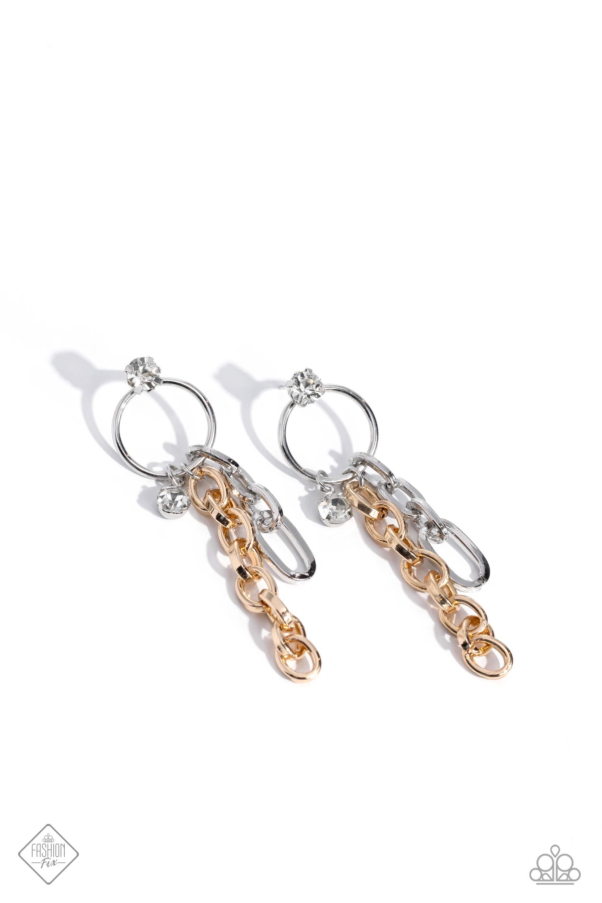 Two-Tone Trendsetter Multi Gold &amp; Silver Earrings - Paparazzi Accessories- lightbox - CarasShop.com - $5 Jewelry by Cara Jewels