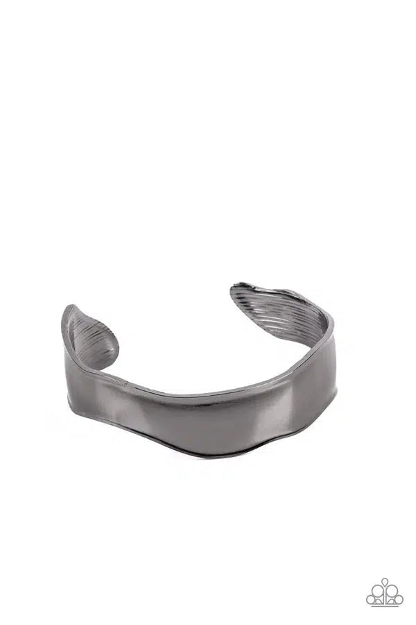 Wayward Waves Gunmetal Black Cuff Bracelet - Paparazzi Accessories- lightbox - CarasShop.com - $5 Jewelry by Cara Jewels