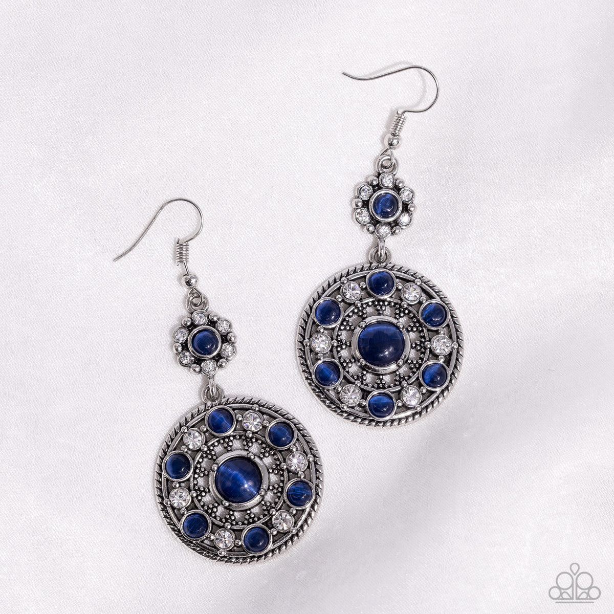 Party at My PALACE Blue Cat&#39;s Eye Stone Earrings - Paparazzi Accessories