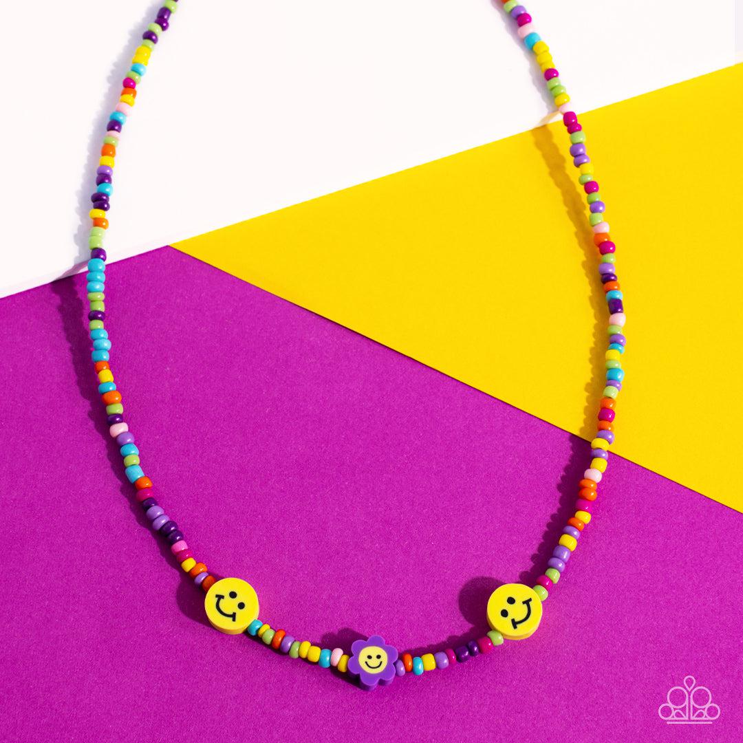 Flower Power Pageant Purple &amp; Multicolored Seed Bead Necklace - Paparazzi Accessories