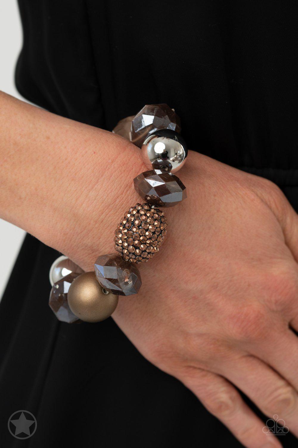 All Cozied Up Copper Bead Bracelet - Paparazzi Accessories - model -CarasShop.com - $5 Jewelry by Cara Jewels