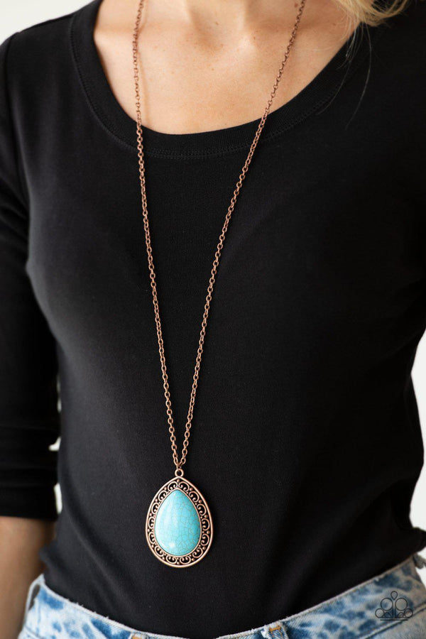 Stone Toll - Copper and Turquoise Necklace - Paparazzi Accessories