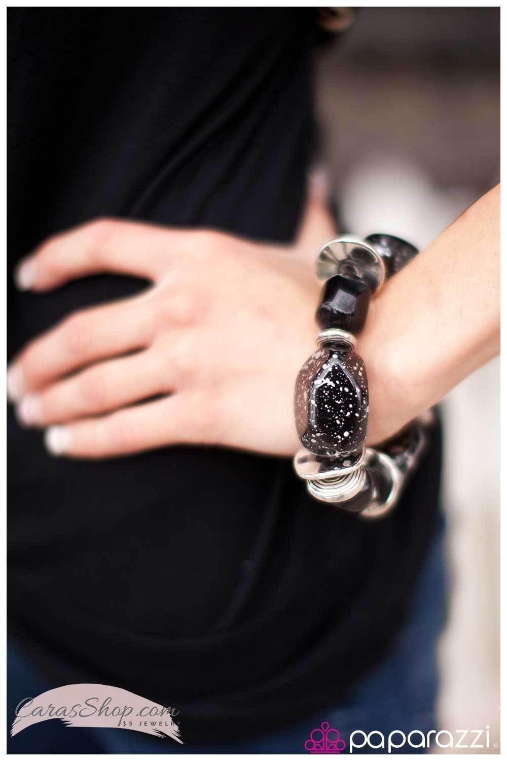 Glaze of Glory Black Chunky Bead Stretch Bracelet - Paparazzi Accessories- stylized on model -CarasShop.com - $5 Jewelry by Cara Jewels
