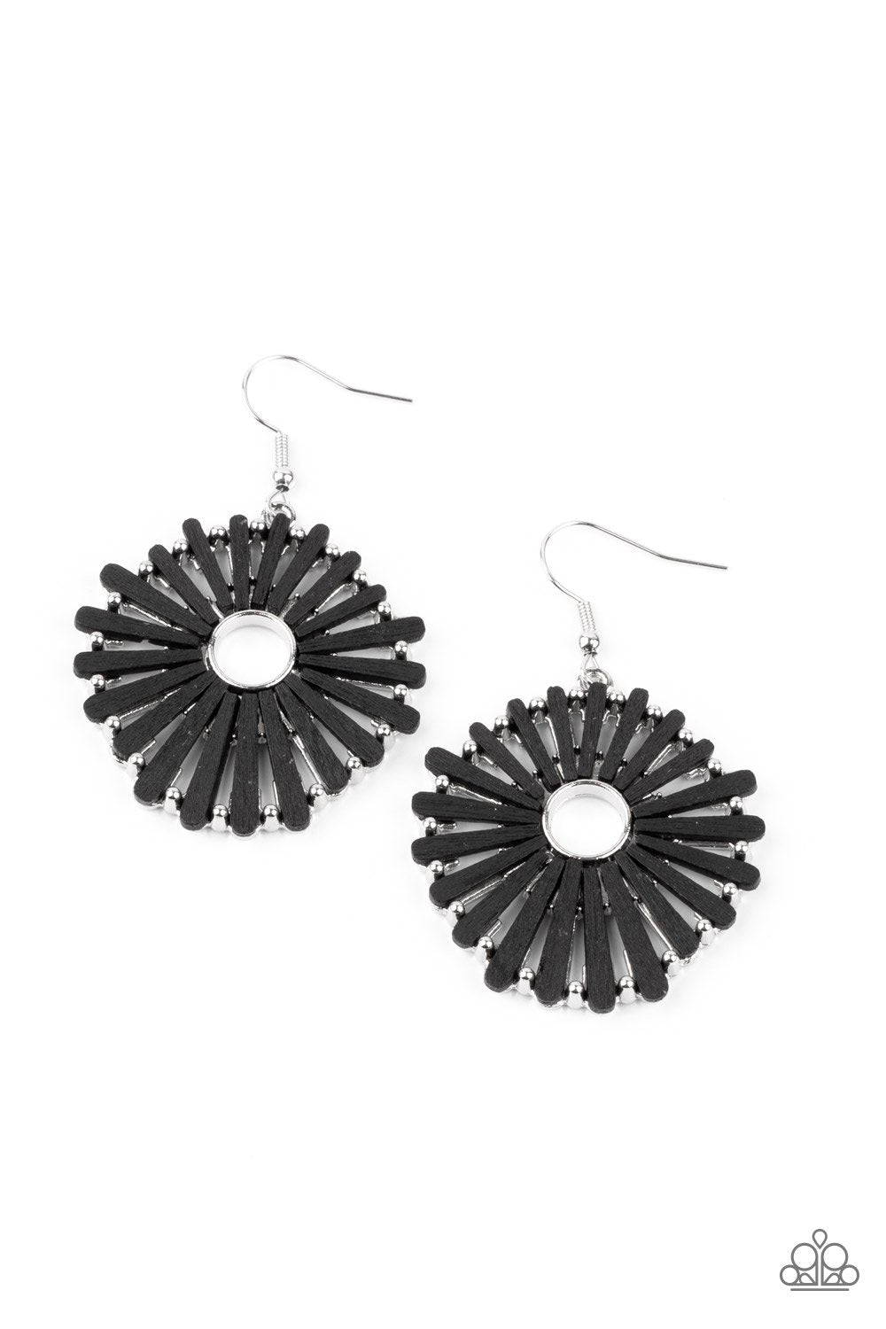 SPOKE Too Soon Black Wood Earrings - Paparazzi Accessories- lightbox - CarasShop.com - $5 Jewelry by Cara Jewels