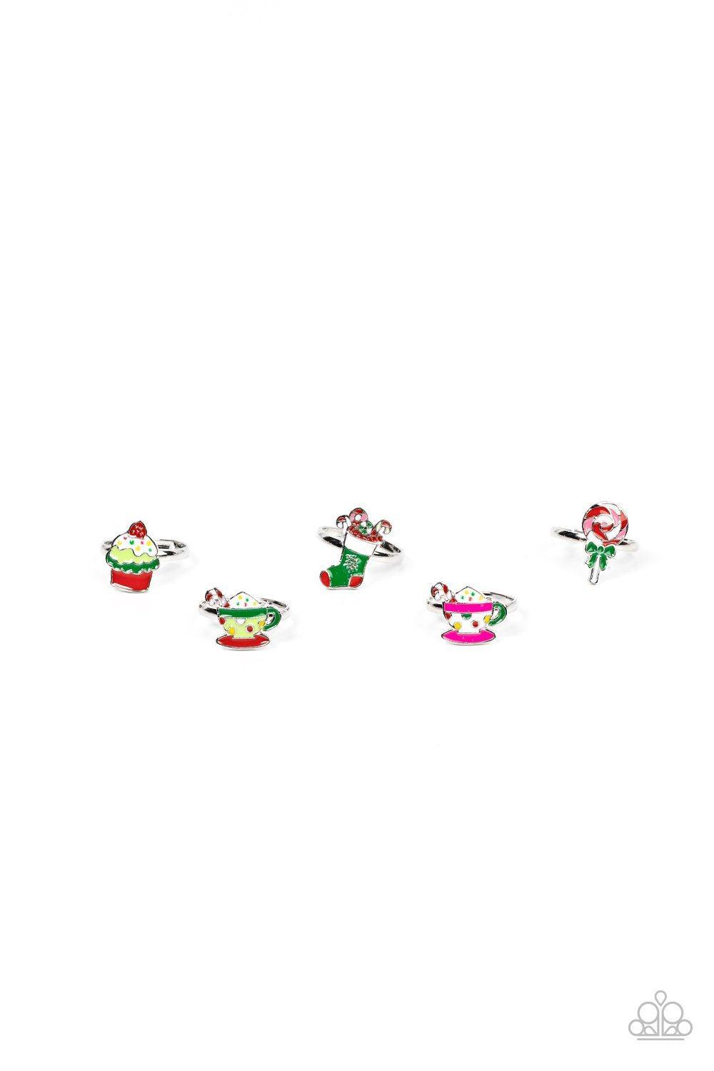 Starlet Shimmer Children's Christmas Holiday Themed Rings 2021 - Paparazzi Accessories (set of 5) - Full set -CarasShop.com - $5 Jewelry by Cara Jewels