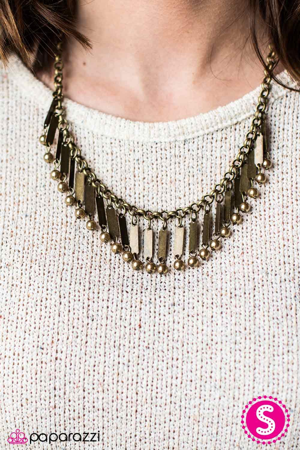 All The Right Moves Brass Fringe Necklace - Paparazzi Accessories-CarasShop.com - $5 Jewelry by Cara Jewels