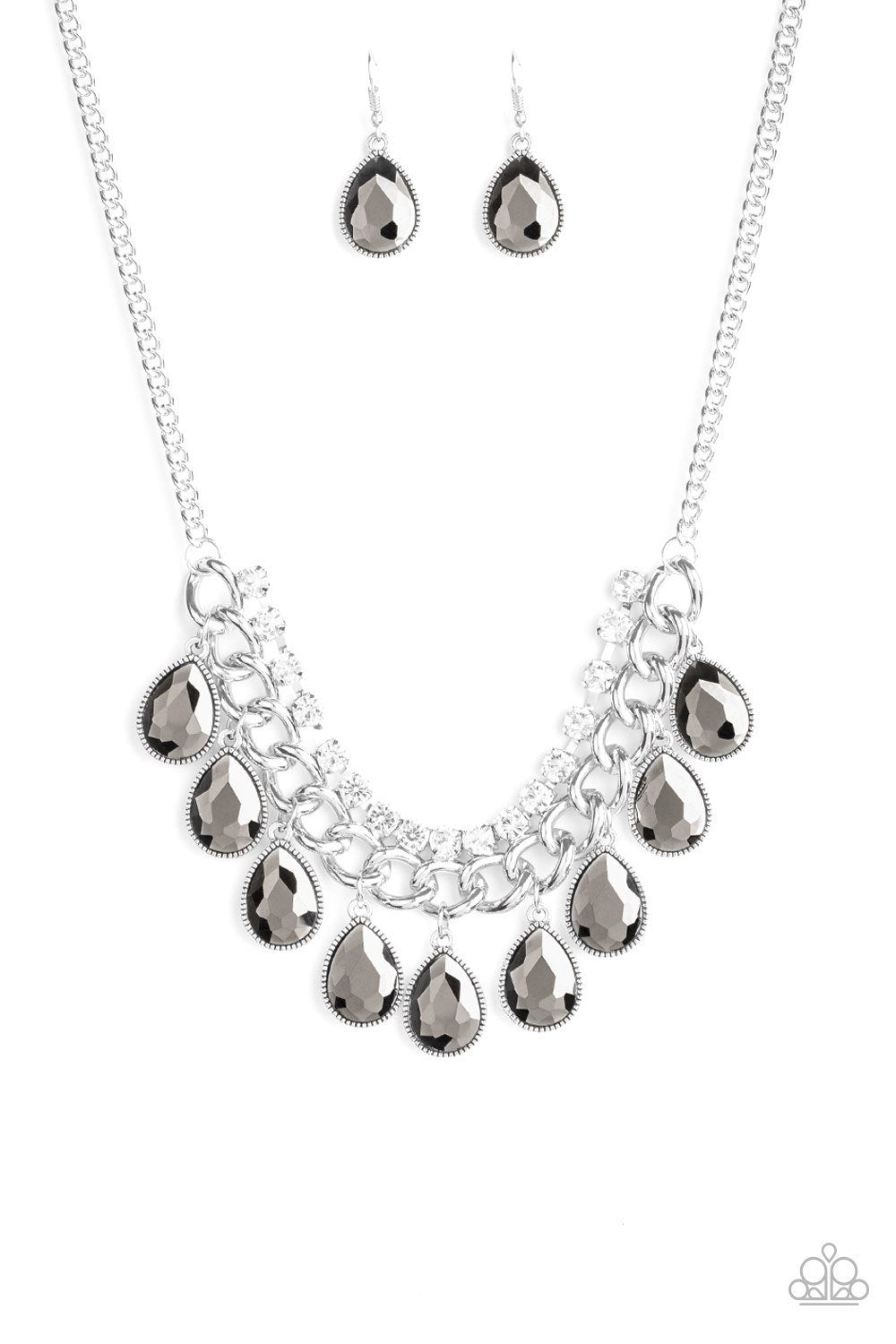All Toget-HEIR now Silver Teardrop Necklace - Paparazzi Accessories-CarasShop.com - $5 Jewelry by Cara Jewels