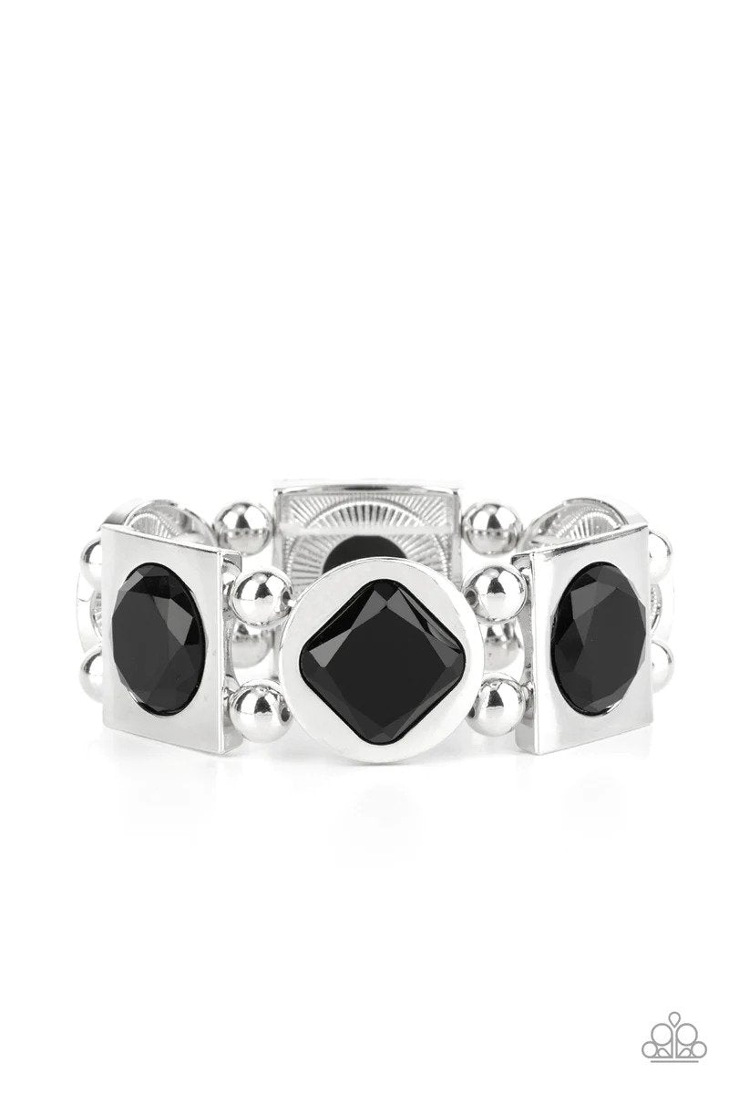 Asymmetrical A-Lister Black Bracelet - Paparazzi Accessories- lightbox - CarasShop.com - $5 Jewelry by Cara Jewels