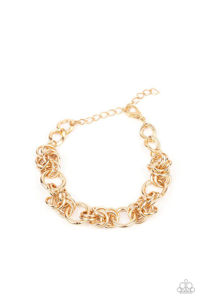 Big City Chic Gold Bracelet - Paparazzi Accessories- lightbox - CarasShop.com - $5 Jewelry by Cara Jewels