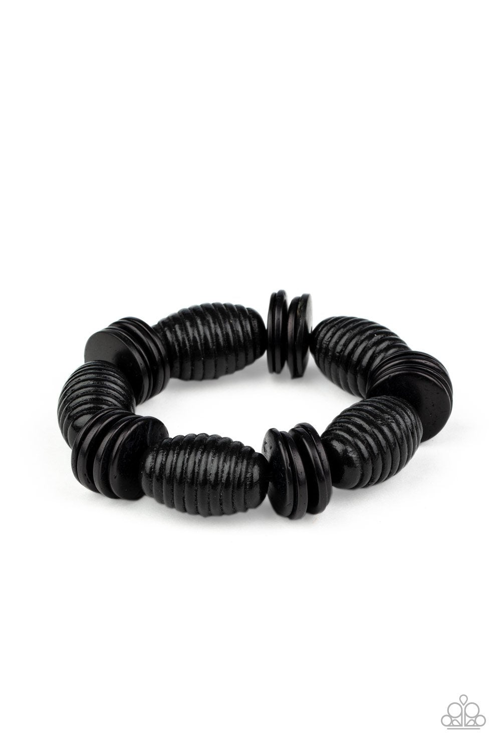 Caribbean Castaway Black Wood Bracelet - Paparazzi Accessories-CarasShop.com - $5 Jewelry by Cara Jewels