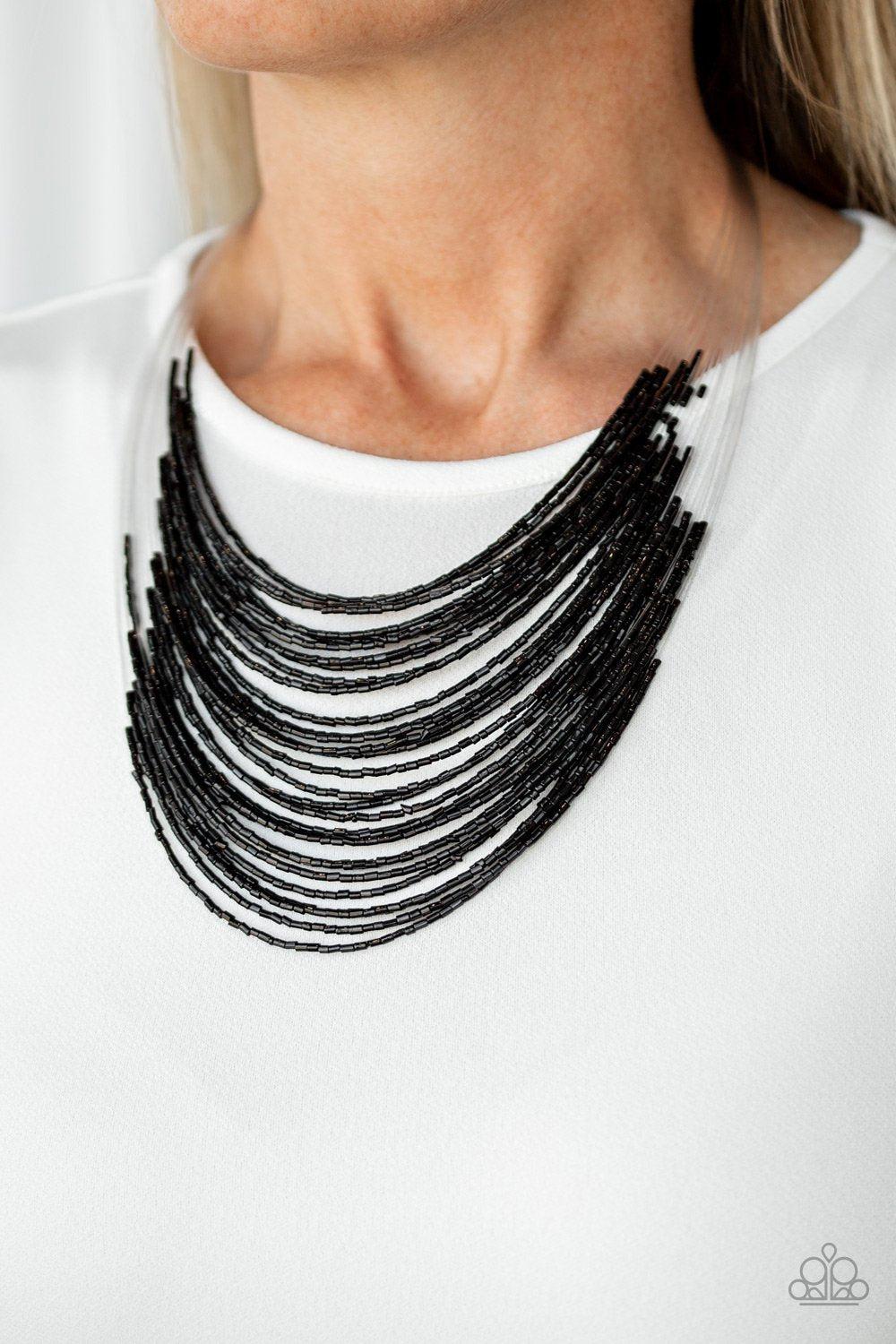 Catwalk Queen Black Seed Bead Necklace - Paparazzi Accessories- lightbox - CarasShop.com - $5 Jewelry by Cara Jewels