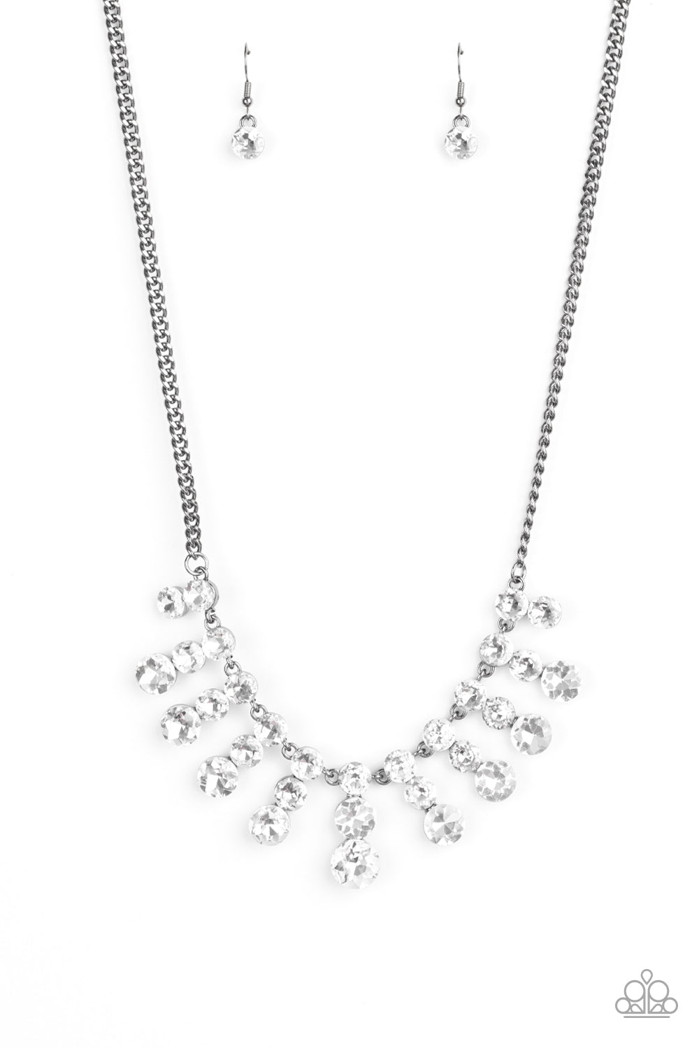 Celebrity Couture Gunmetal Black &amp; White Rhinestone Necklace - Paparazzi Accessories- lightbox - CarasShop.com - $5 Jewelry by Cara Jewels