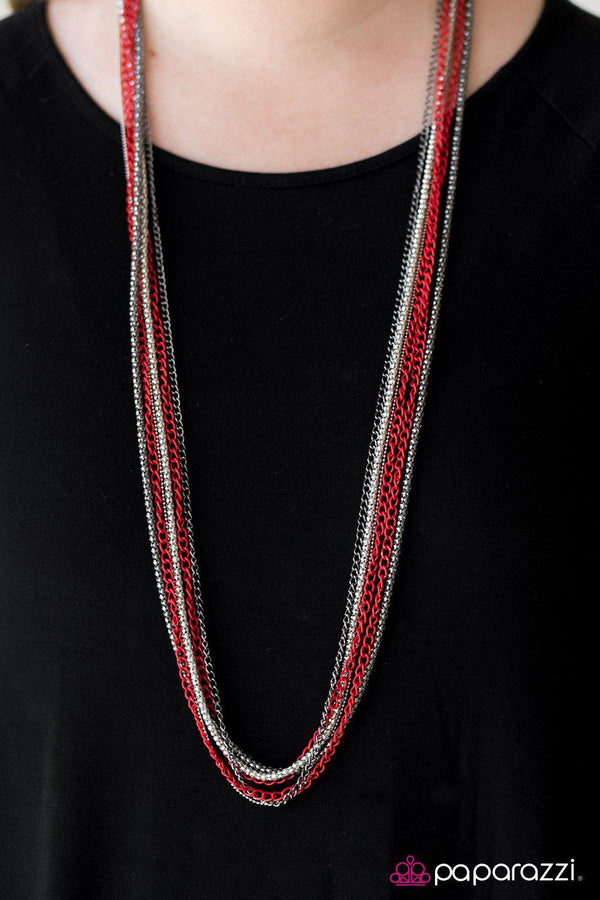 Red, Gray & Black Rock with Red Copper Chain Necklace 1 – Rockbanz