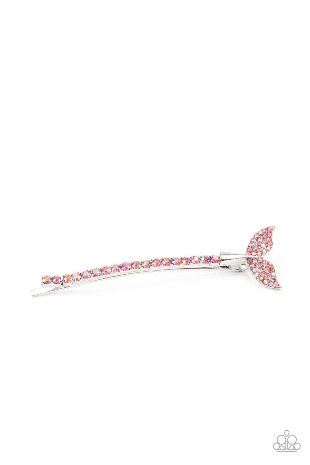 Deep Dive Pink Mermaid Tail Hair Pin - Paparazzi Accessories-on model - CarasShop.com - $5 Jewelry by Cara Jewels