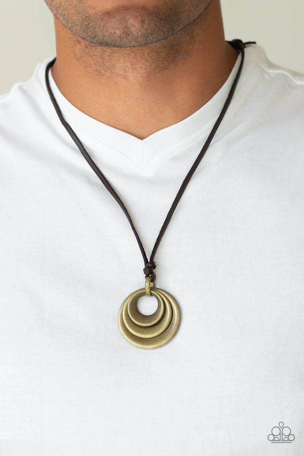 Desert Spiral Brass Urban Necklace - Paparazzi Accessories-CarasShop.com - $5 Jewelry by Cara Jewels