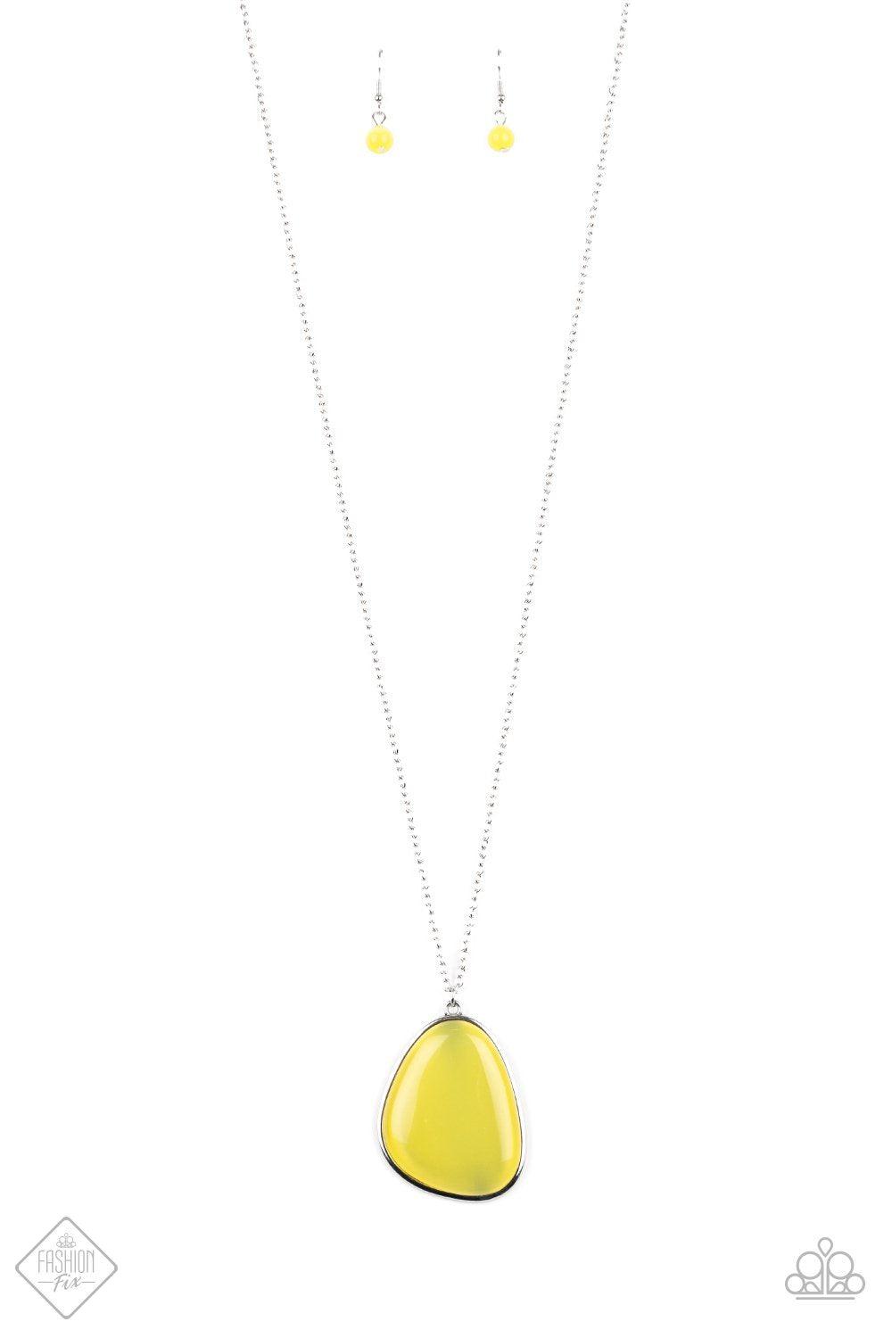 Ethereal Experience Yellow Cat's Eye Pendant Necklace - Paparazzi Accessories-CarasShop.com - $5 Jewelry by Cara Jewels