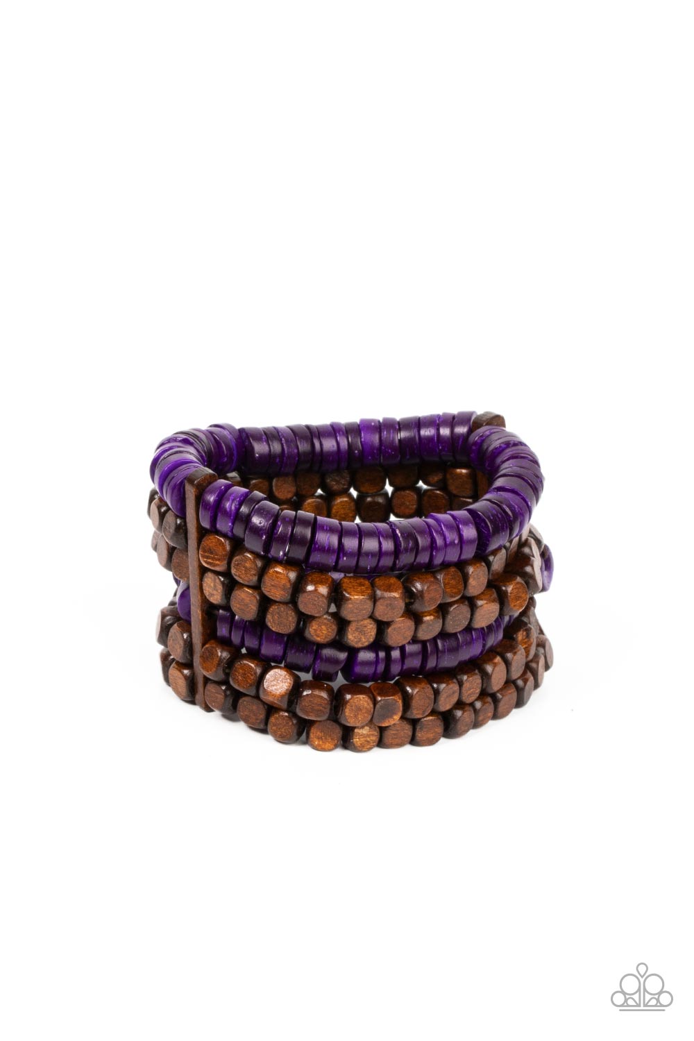 Fiji Fiesta Purple Wood Bracelet - Paparazzi Accessories- lightbox - CarasShop.com - $5 Jewelry by Cara Jewels