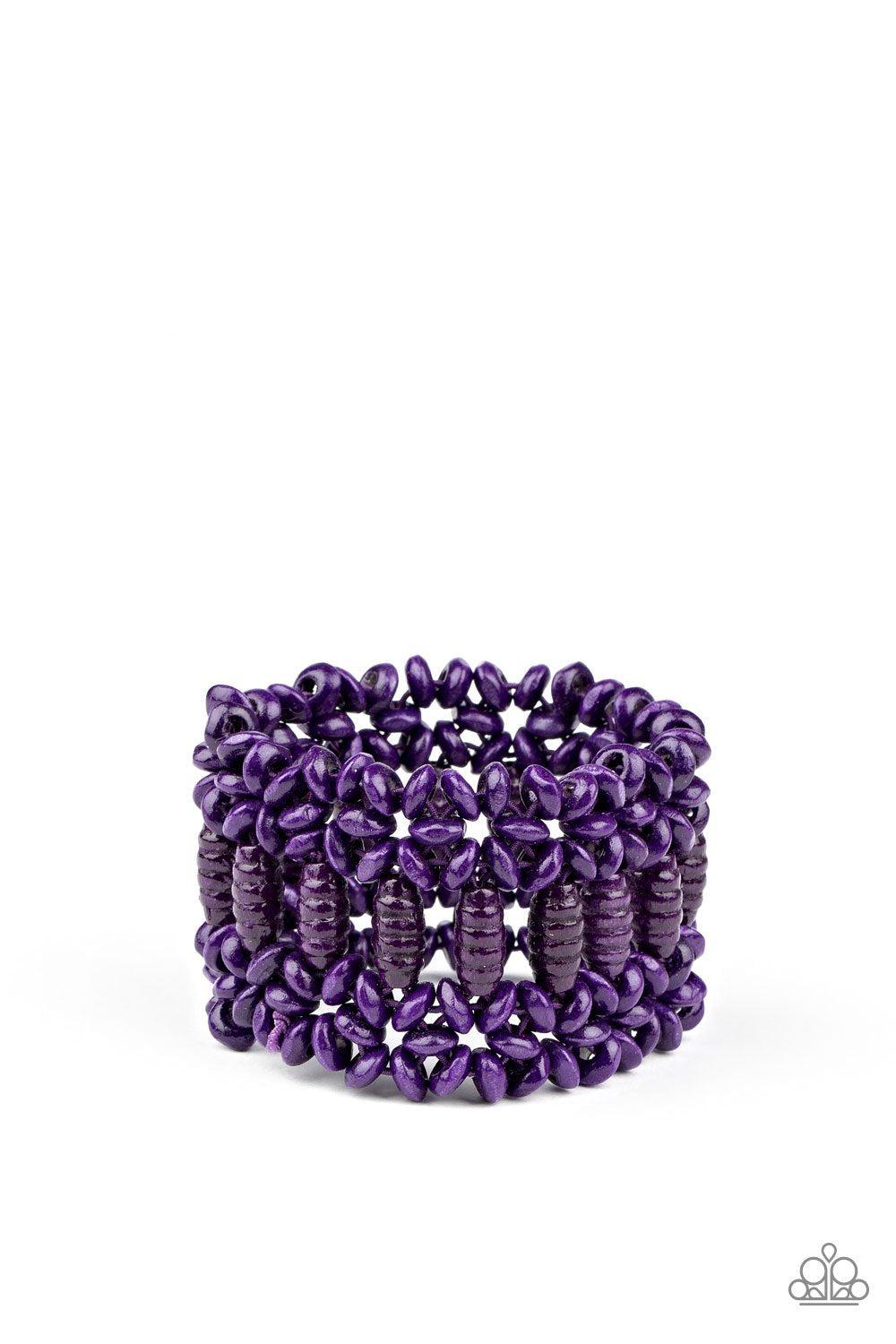 Fiji Flavor Purple Wood Bracelet - Paparazzi Accessories-CarasShop.com - $5 Jewelry by Cara Jewels