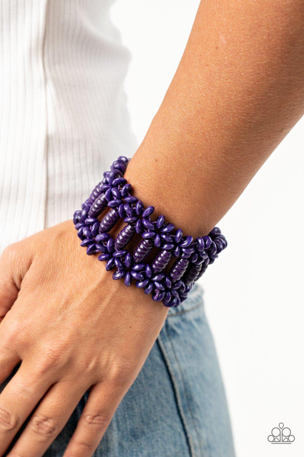 Fiji Flavor Purple Wood Bracelet - Paparazzi Accessories-CarasShop.com - $5 Jewelry by Cara Jewels