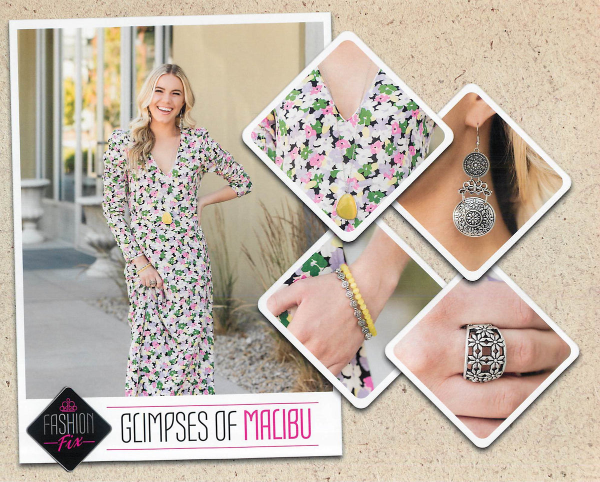 Glimpses of Malibu Complete Trend Blend (4 pc set) August 2020 - Paparazzi Accessories Fashion Fix-Set-CarasShop.com - $5 Jewelry by Cara Jewels